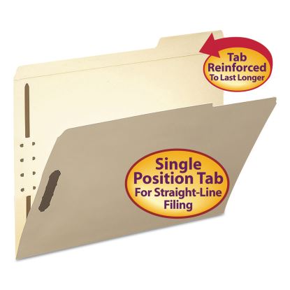 Top Tab 2-Fastener Folders, 1/3-Cut Tabs, Right Position, Letter Size, 11 pt. Manila, 50/Box1