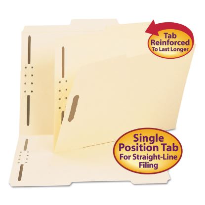 Top Tab 2-Fastener Folders, 2/5-Cut Tabs, Right of Center, Letter Size, 11 pt. Manila, 50/Box1