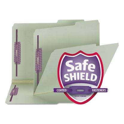 Recycled Pressboard Folders with Two SafeSHIELD Coated Fasteners, 2" Expansion, 2/5-Cut: Right, Letter, Gray-Green, 25/Box1