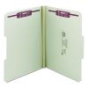 Recycled Pressboard Folders with Two SafeSHIELD Coated Fasteners, 1" Expansion, 1/3-Cut Tab, Letter Size, Gray-Green, 25/Box2