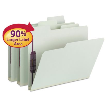 SuperTab Pressboard Fastener Folders with SafeSHIELD Coated Fasteners, 2 Fasteners, Letter Size, Gray-Green Exterior, 25/Box1