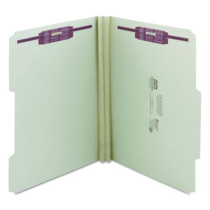 Recycled Pressboard Folders with Two SafeSHIELD Coated Fasteners, 2" Expansion, 2/5-Cut: R of C, Letter, Gray-Green, 25/Box1