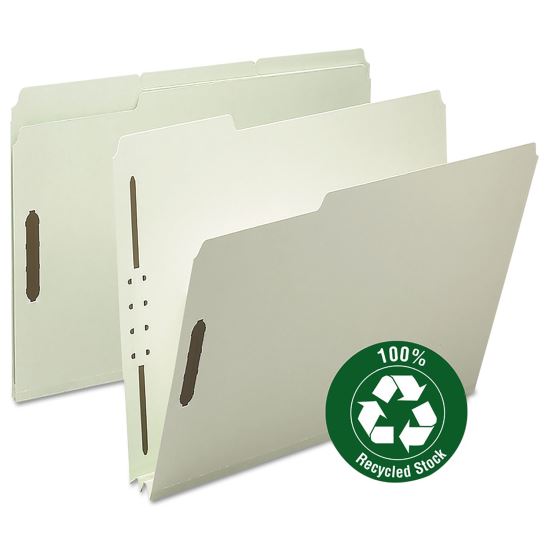 100% Recycled Pressboard Fastener Folders, Letter Size, 2" Expansion, Gray-Green, 25/Box1