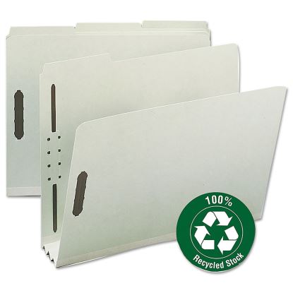 100% Recycled Pressboard Fastener Folders, Letter Size, Gray-Green, 25/Box1