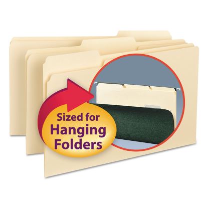 Interior File Folders, 1/3-Cut Tabs: Assorted, Legal Size, 0.75" Expansion, Manila, 100/Box1
