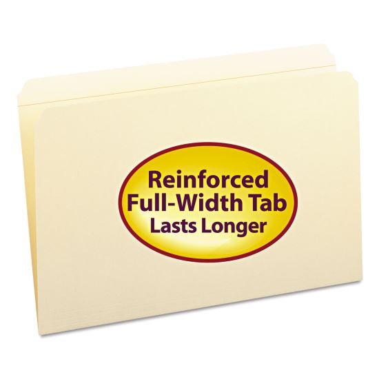 Reinforced Tab Manila File Folders, Straight Tabs, Legal Size, 0.75" Expansion, 11-pt Manila, 100/Box1