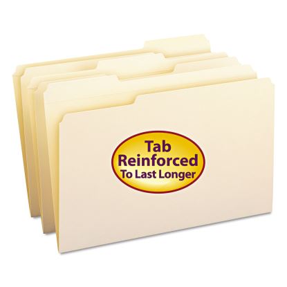 Reinforced Tab Manila File Folders, 1/3-Cut Tabs: Assorted, Legal Size, 0.75" Expansion, 11-pt Manila, 100/Box1