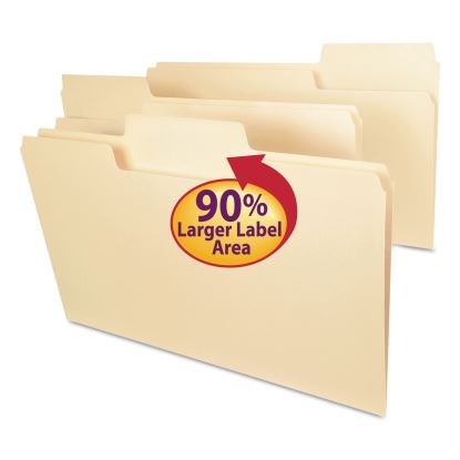 SuperTab Reinforced Guide Height Top Tab Folders, 1/3-Cut Tabs: Assorted, Legal Size, 0.75" Expansion, Manila, 100/Box1
