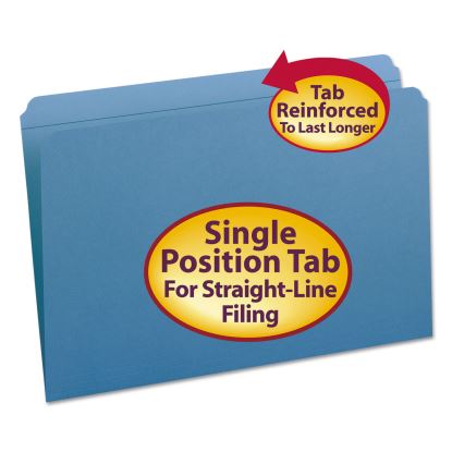 Reinforced Top Tab Colored File Folders, Straight Tabs, Legal Size, 0.75" Expansion, Blue, 100/Box1