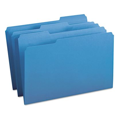 Colored File Folders, 1/3-Cut Tabs: Assorted, Legal Size, 0.75" Expansion, Blue, 100/Box1