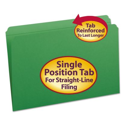 Reinforced Top Tab Colored File Folders, Straight Tabs, Legal Size, 0.75" Expansion, Green, 100/Box1