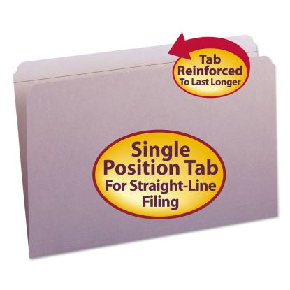Reinforced Top Tab Colored File Folders, Straight Tabs, Legal Size, 0.75" Expansion, Lavender, 100/Box1