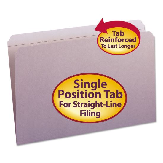 Reinforced Top Tab Colored File Folders, Straight Tabs, Legal Size, 0.75" Expansion, Lavender, 100/Box1