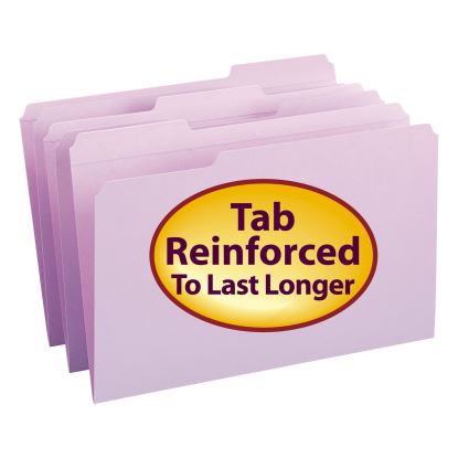 Reinforced Top Tab Colored File Folders, 1/3-Cut Tabs, Legal Size, Lavender, 100/Box1