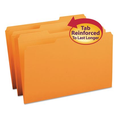 Reinforced Top Tab Colored File Folders, 1/3-Cut Tabs: Assorted, Legal Size, 0.75" Expansion, Orange, 100/Box1