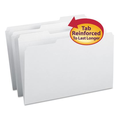 Reinforced Top Tab Colored File Folders, 1/3-Cut Tabs, Legal Size, White, 100/Box1