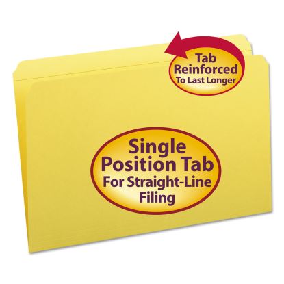 Reinforced Top Tab Colored File Folders, Straight Tabs, Legal Size, 0.75" Expansion, Yellow, 100/Box1