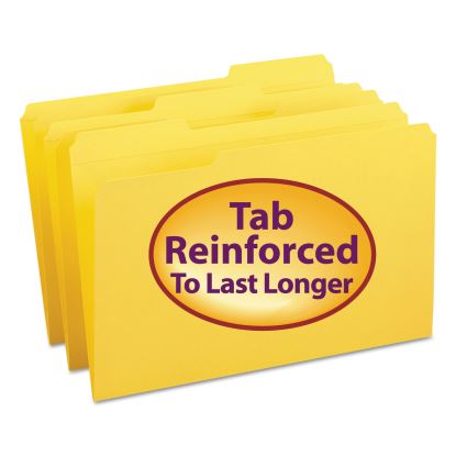 Reinforced Top Tab Colored File Folders, 1/3-Cut Tabs, Legal Size, Yellow, 100/Box1