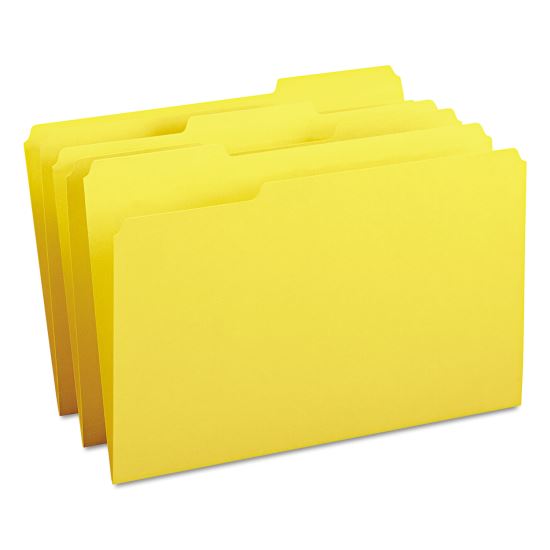 Colored File Folders, 1/3-Cut Tabs: Assorted, Legal Size, 0.75" Expansion, Yellow, 100/Box1