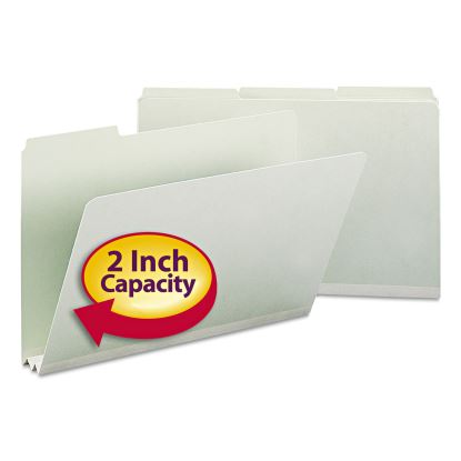 Expanding Recycled Heavy Pressboard Folders, 1/3-Cut Tabs: Assorted, Legal Size, 2" Expansion, Gray-Green, 25/Box1