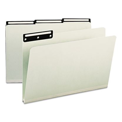 Recycled Heavy Pressboard File Folders with Insertable Metal Tabs, 1/3-Cut Tabs, Legal Size, Gray-Green, 25/Box1