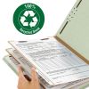 100% Recycled Pressboard Classification Folders, 2 Dividers, Legal Size, Gray-Green, 10/Box2