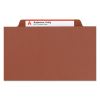 Pressboard Classification Folders with SafeSHIELD Coated Fasteners, 2/5 Cut, 3 Dividers, Legal Size, Red, 10/Box2