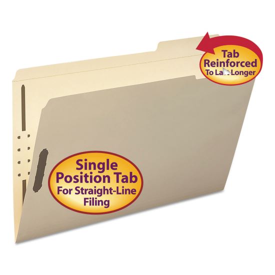 Top Tab Fastener Folders, 1/3-Cut Tabs: Right, 2 Fasteners, Legal Size, 11-pt Manila Exterior, 50/Box1