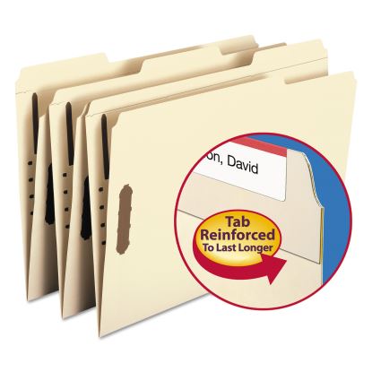 Top Tab Fastener Folders, 1/3-Cut Tabs: Assorted, 2 Fasteners, Legal Size, 11-pt Manila Exterior, 50/Box1