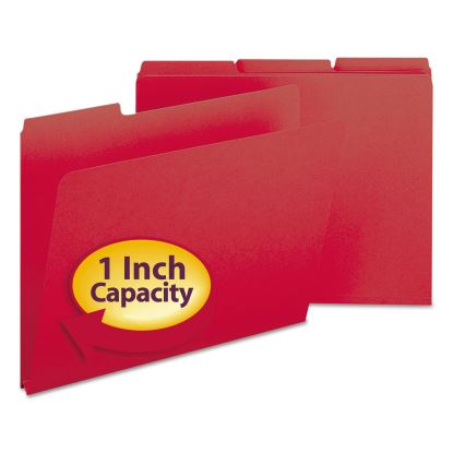 Expanding Recycled Heavy Pressboard Folders, 1/3-Cut Tabs: Assorted, Letter Size, 1" Expansion, Bright Red, 25/Box1