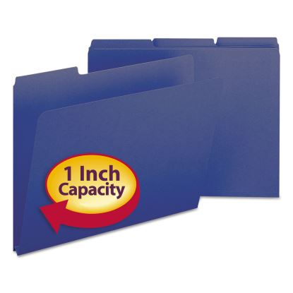 Expanding Recycled Heavy Pressboard Folders, 1/3-Cut Tabs, 1" Expansion, Letter Size, Dark Blue, 25/Box1