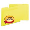 Expanding Recycled Heavy Pressboard Folders, 1/3-Cut Tabs: Assorted, Letter Size, 1" Expansion, Yellow, 25/Box1