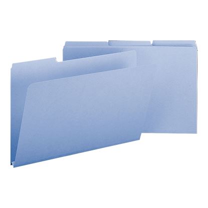 Expanding Recycled Heavy Pressboard Folders, 1/3-Cut Tabs: Assorted, Legal Size, 1" Expansion, Blue, 25/Box1