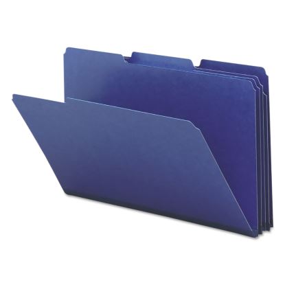 Expanding Recycled Heavy Pressboard Folders, 1/3-Cut Tabs: Assorted, Legal Size, 1" Expansion, Dark Blue, 25/Box1