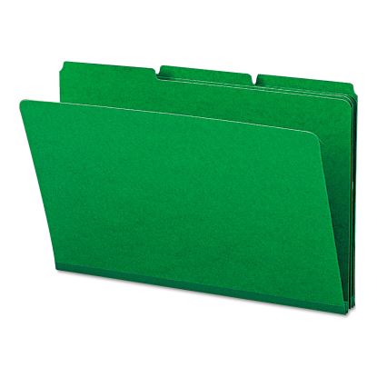 Expanding Recycled Heavy Pressboard Folders, 1/3-Cut Tabs: Assorted, Legal Size, 1" Expansion, Green, 25/Box1
