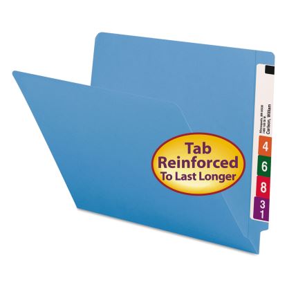 Reinforced End Tab Colored Folders, Straight Tab, Letter Size, Blue, 100/Box1