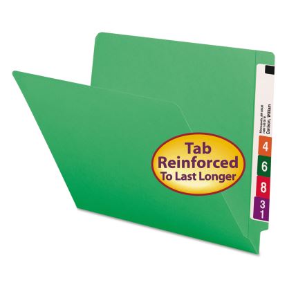Shelf-Master Reinforced End Tab Colored Folders, Straight Tabs, Letter Size, 0.75" Expansion, Green, 100/Box1