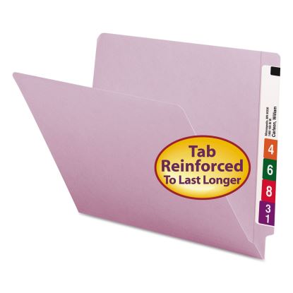 Reinforced End Tab Colored Folders, Straight Tab, Letter Size, Lavender, 100/Box1