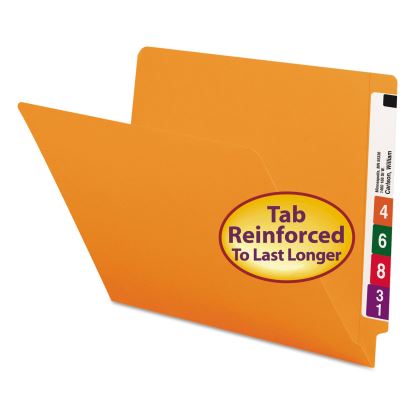 Reinforced End Tab Colored Folders, Straight Tab, Letter Size, Orange, 100/Box1