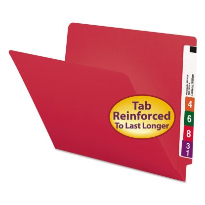 Reinforced End Tab Colored Folders, Straight Tab, Letter Size, Red, 100/Box1