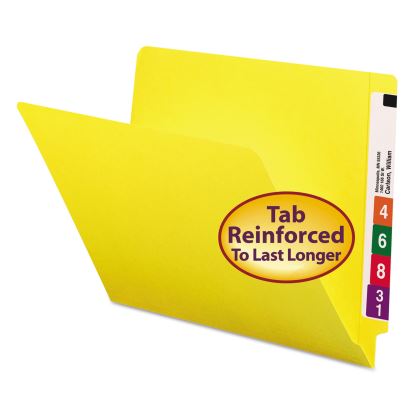 Shelf-Master Reinforced End Tab Colored Folders, Straight Tabs, Letter Size, 0.75" Expansion, Yellow, 100/Box1