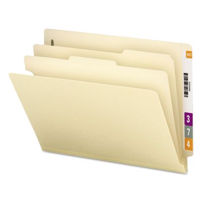 Manila End Tab Classification Folders, 2 Dividers, Letter Size, Manila, 10/Box1