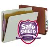 End Tab Pressboard Classification Folders with SafeSHIELD Coated Fasteners, 1 Divider, Letter Size, Red, 10/Box2