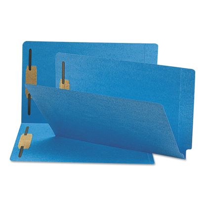 Heavyweight Colored End Tab Fastener Folders, 2 Fasteners, Legal Size, Blue Exterior, 50/Box1