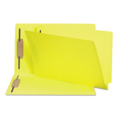 Heavyweight Colored End Tab Fastener Folders, 2 Fasteners, Legal Size, Yellow Exterior, 50/Box1