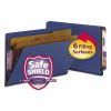 End Tab Colored Pressboard Classification Folders with SafeSHIELD Coated Fasteners, 2 Dividers, Legal Size, Dark Blue, 10/Box1