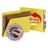 End Tab Colored Pressboard Classification Folders with SafeSHIELD Coated Fasteners, 2 Dividers, Legal Size, Yellow, 10/Box1