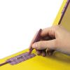 End Tab Colored Pressboard Classification Folders with SafeSHIELD Coated Fasteners, 2 Dividers, Legal Size, Yellow, 10/Box2