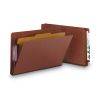 End Tab Pressboard Classification Folders with SafeSHIELD Coated Fasteners, 1 Divider, Legal Size, Red, 10/Box2