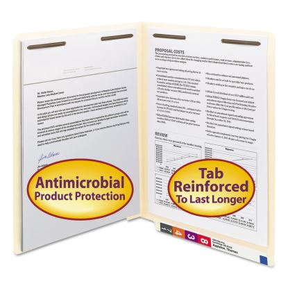 Manila Reinforced End Tab 2-Fastener Folders with Antimicrobial Product Protection, Straight Tab, Letter Size, 50/Box1